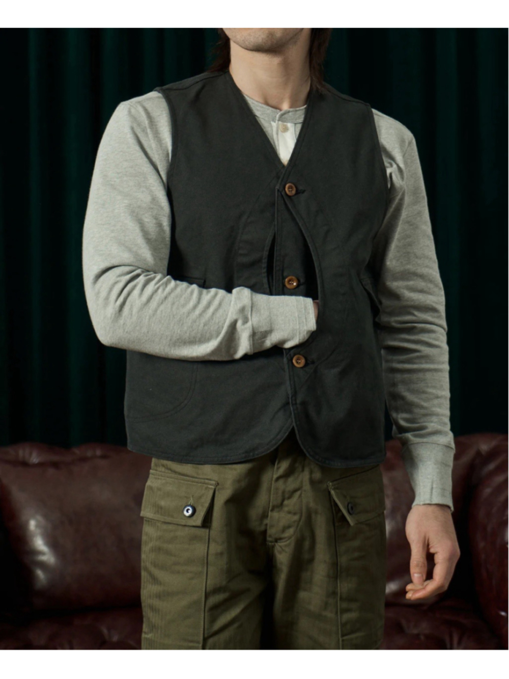 Bronson 1930s Canvas Game Pockets Vest Dark Green Size L USA SHIPP